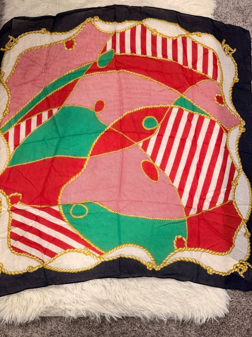 NOS Chance Encounter 100% Rayon Scarf Nautical Rope Theme Italy